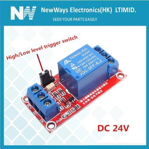 Red Pcb Dc24V 1 Channel Relay Module With Optical Coupling Isolation Plate Support High And Low Level Trigger Extension