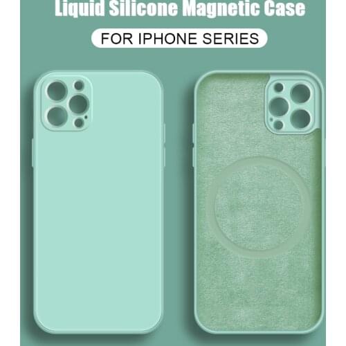 Original Magnetic Liquid Silicone Luxury Case For iPhone 11 12 Pro Max mini XR X XS Max iPhone 8 7 Plus SE 2020 Shockproof Case