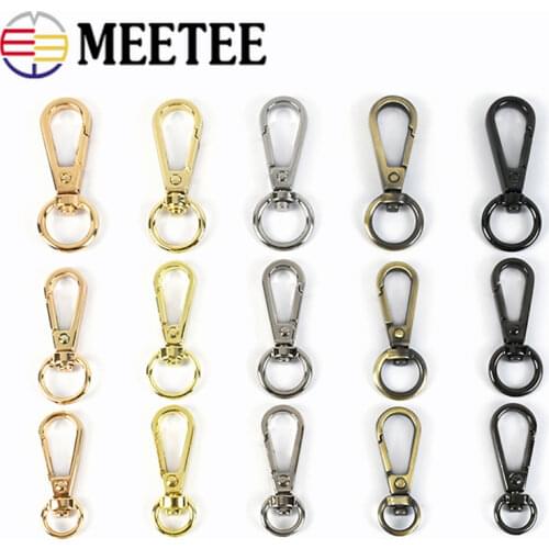Meetee 10pcs ID8/10/13mm Metal Luggage Bags Dog Buckle Lobster Swivel Trigger Clips Snap Hook Handbag Hanger Key Chain DIY Sew
