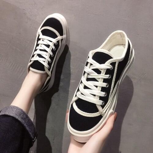 Street style fashion trend canvas shoes spring and autumn explosion models all-match color matching lace-up casual womens shoes