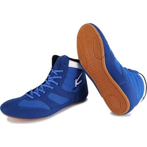 Men Boxing Wrestling Shoes Weightlift Boxing Combat Shoes Unisex Taekwondo Fighting Shoes Rubber Sole Lightweight Sneakers