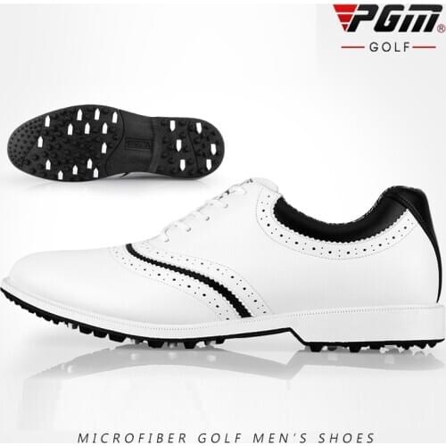 PGM Golf Shoes Men Waterproof Breathable Antiskid Shoes Man Brogue Style Steady Sports Shoes Spiked Nail Training Sneakers
