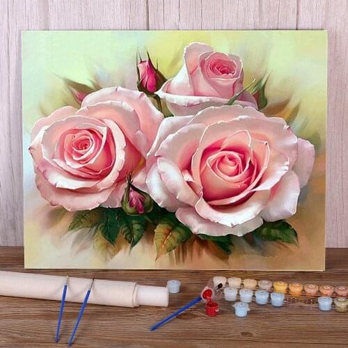 Art Flower DIY Paint By Numbers Package Acrylic Paints 40*50 Boards By Numbers Loft Wall Picture For Children For Handicraft