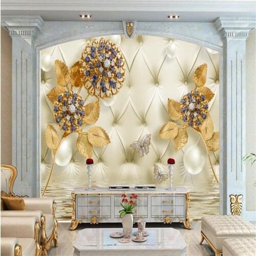 Beibehang Wallpaper Mural Wallpaper 3D Soft Bag Diamond Flower 3d Pearl Watermark Jewelry Background Wall papel de parede