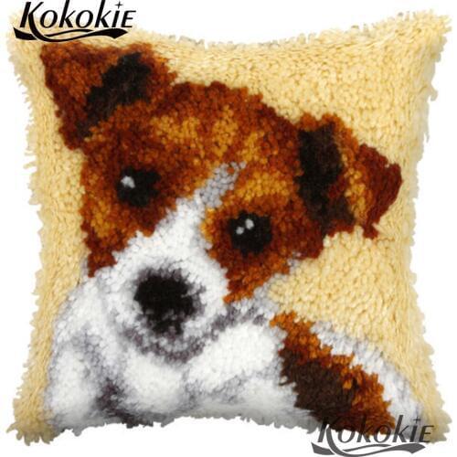Diy pillowcase 3d embroidery Latch hook Cross Stitch Needlework set dog carpet printing cushion corcheting Patchwork Pillowcase