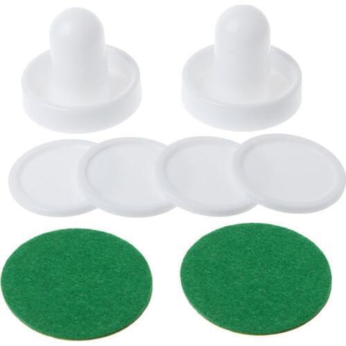 New 1 Set White Air Hockey Accessories 50mm Goalies & 60mm Puck Felt Pusher Mallet Adult Table Games Entertaining Toys