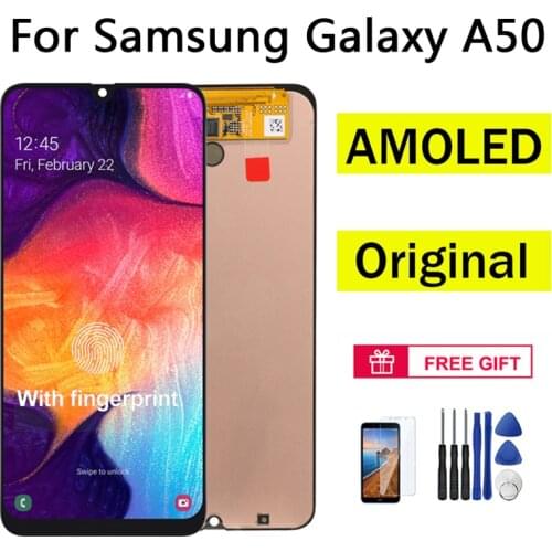 Original 6.4'' AMOLED for Samsung Galaxy A50 LCD Display Touch Screen Digitizer with Frame Pantalla Samsung A50 SM-A505FN/DS LCD