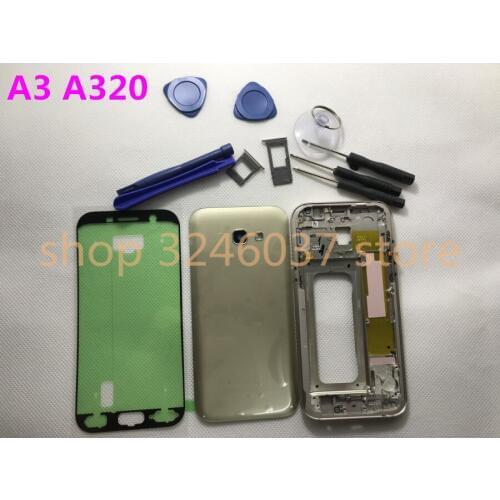 Original Full Housing Case Middle Frame+Rubber Seal Back Cover Replacement Parts For Samsung Galaxy A3 A320 A320F 2017