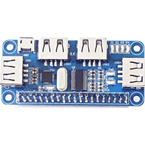 Raspberry Pi 4 Port USB HUB HAT RPi 0 Usb Hub Hat Extension Board USB to UART Serial Debugging for Raspberry Pi 3B/Zero/Zero W