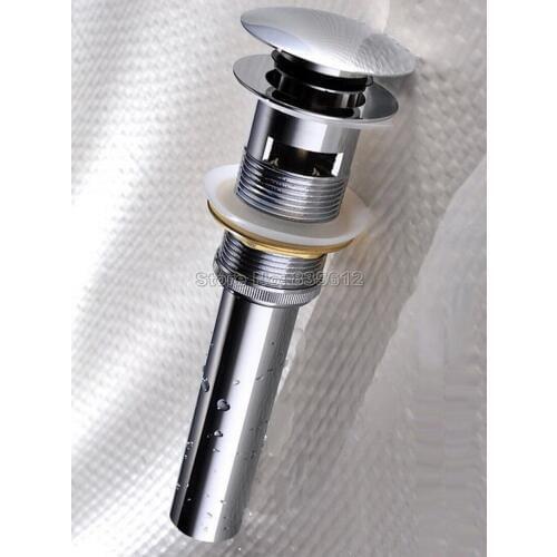 Polished Chrome Brass Large Round Cap Pop UP Sink Basin Waste / Drain With Overflow Wsd019