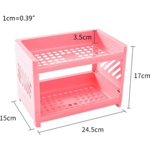 Double Layer Hollow Shelf Plastic Cosmetics Desktop Finishing Bathroom Accessories Organizer Storage Rack 2 Tier Shelf P31E