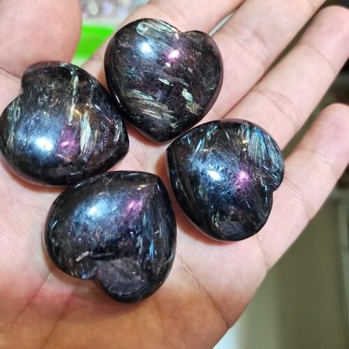 1 Pcs Natural Firework Stone Heart Crystal Astrophyllite Quartz Mineral Healing Home Decoration Random Delivery