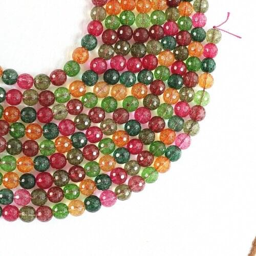 Multicolored Simulated Tourmaline Crystal Beautiful 6mm 8mm 10mm 12mm Round Faceted Loose Beads 15 Inches B178