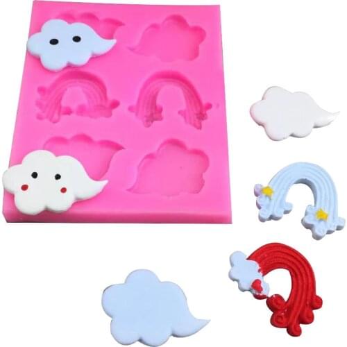 Stereo mousse chocolate clouds rainbow silicone mold cake baking turn sugar mold kitchen tool DIY hand-dropped glue mold