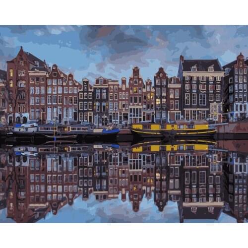 TQX-11 Amsterdam building DIY Painting By Numbers Acrylic Paint On Linen Digital Painting Wall Art Picture