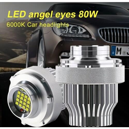 High Quality Headlights Bulb CREE LED Halo Ring Angel Eye Bulb 80W 6000K 4800LM Car Light Decoding for BMW E60LCI Dropshipping