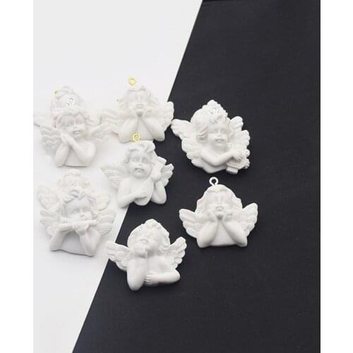 Yamily 5pcs/33mm*28mm Resin 3D Wing Angel Charms For Jewelry Findings Cute Girl Necklace Pendant Eardrop Earrings Accessory