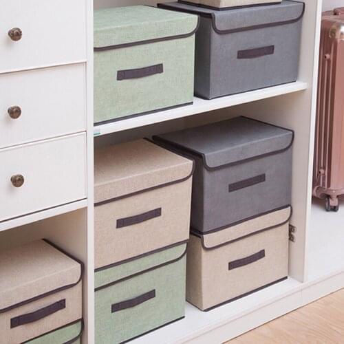 Dormitory Storage Box Fabric Non-Woven Fabric Desktop With Cover Foldable Clothing Storage Box Clothes Storage With Cover