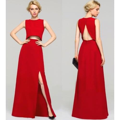 Vestido de festa saree strapless for sale sexy Two pieces backless red long robe de soiree courte bridesmaid dress