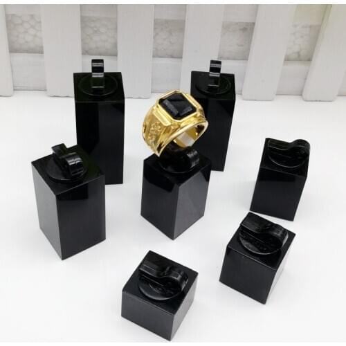 1 set (7pcs) black and white plastic ring display stand bracket 25-55 mm