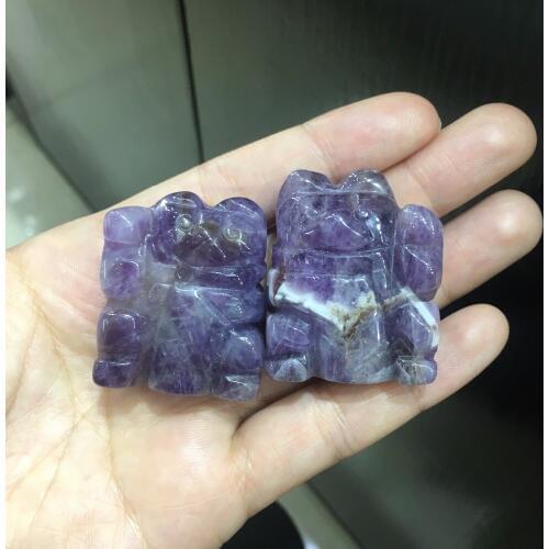 1pcs natural dream amethyst quartz crystal handmade fortune cat figurine healing crystals hand engraving stone rock as gifts