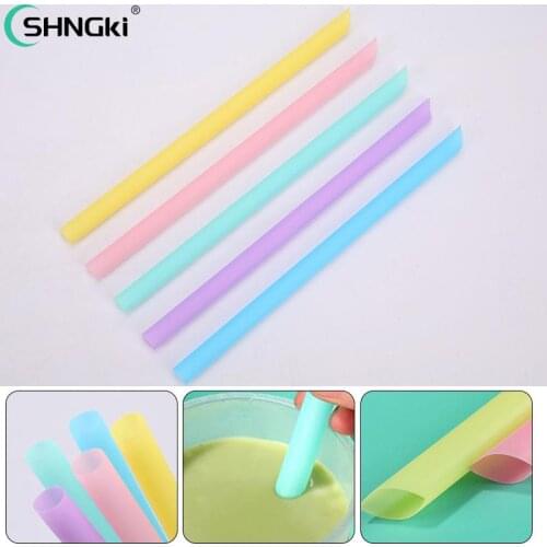 100pcs Colorful Plastic Straws Milkshake Wide Disposable Bubble Tea Drinking Straw Large Individually Wrapped Kitchen Tools