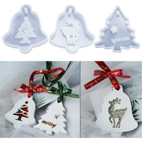 3pcs Christmas Trees Elk Ornament Soft Silicone Mould Epoxy Resin Mold Xmas Decor Craft Molds for DIY Pendants Jewelry Making