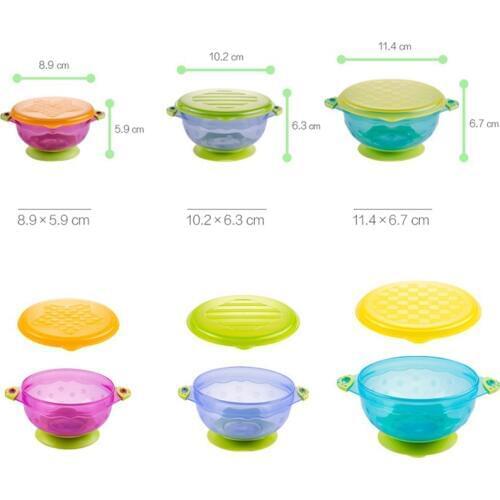 3Pcs Solid Feeding Dishes Baby Kids Silicone Sucker Bowl Dishes Slip-Resistant Tableware Infants Feeding Bowl Eating Tool