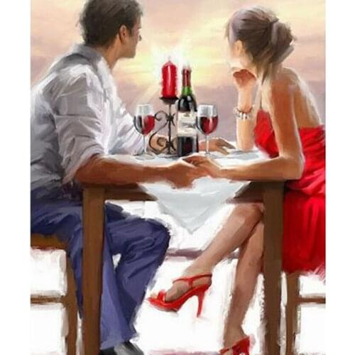 5D DIY Diamond Painting Square Round Diamond Character Painting Romantic Couple Picture Cross Stitch Home Decoration Gift WG2819