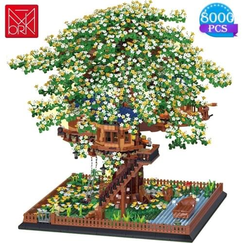 8000pcs Technic Expert Design Building Blocks Starry Sky Glowing Tree House Model Assembly Toy Adult Birthday Christmas Gift
