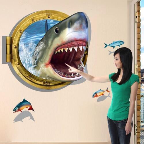 Shark plane 3D stickers painting the living room sofa bedroom bathroom PVC environmental REMOVABLE STICKERS