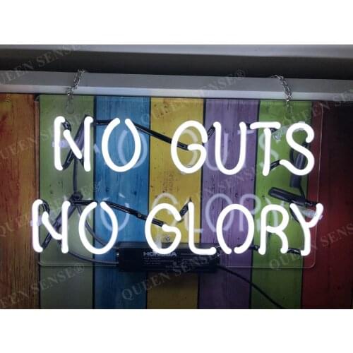 14“ No Guts No Glory White Acrylic Custom Neon Light Lamp Sign Beer Bar Handmade Decorate Home Wall Room Windows Tube Artwork