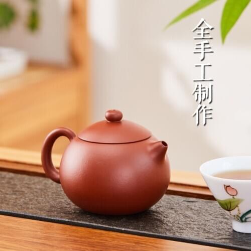 Teapot master pure hand full original mining red robe vermilion clay small capacity Kungfu teapot with Xishi milk pot