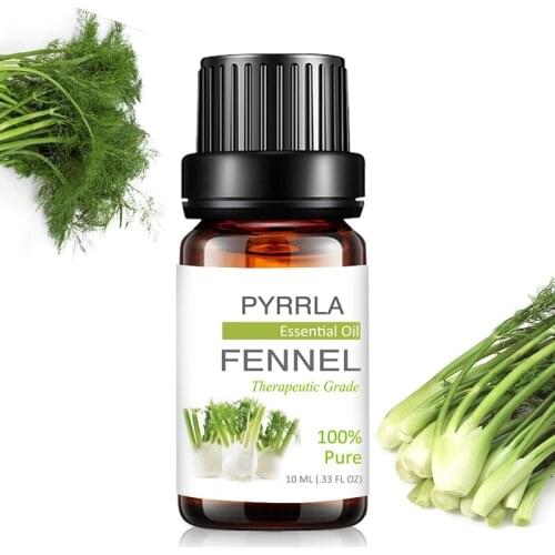Pyrrla 10ml Fennel Pure Essential Oils For Aromatherapy Calmness Relieve Stress Humidifier Diffuser Ginger Massage Essential Oil