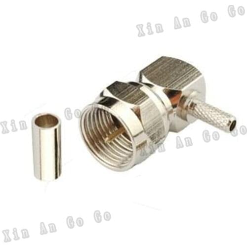 F male crimp RF Coxial connector F male right angle Plug Crimp for RG316 RG174 LMR100 coaxial cable fast ship