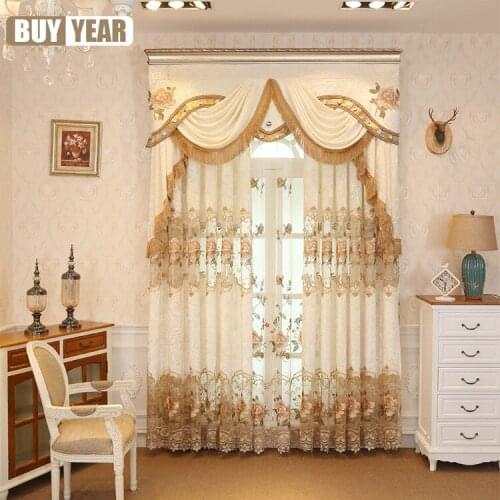 Custom Splicing Flannel Simple Modern Embroidery European Curtains Floor-to-Ceiling Windows Curtains for Living Room