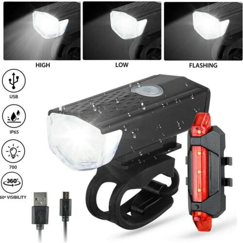 Rechargeable USB Bike Light MTB Bicycle Front Back Rear Taillight Cycling Safety Warning Light Waterproof Bicycle Lamp Flashligh