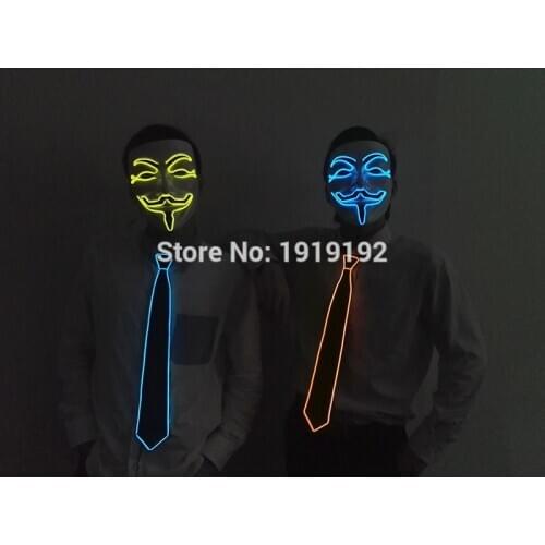 Hiphop Clubs Fashion Glowing Pink Color Flashing EL Wire DJs,Tie for party ,bar,club By 3V flashing or Sound Active driver