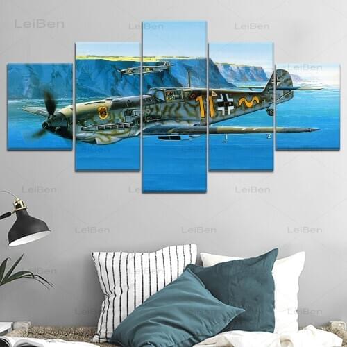 Five-Piece Hd Printing Canvas Painting Messers Chmitt Bf 1 Military Wall Art Poster Home Decoration Living Room Modular Picture