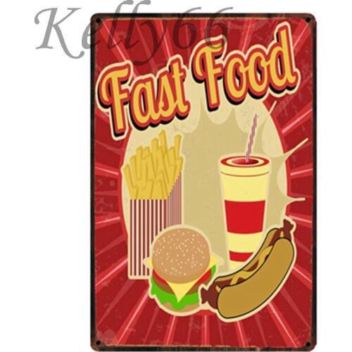 [ Kelly66 ] FAST FOOD Vintage Metal Sign Tin Poster Home Decor Bar Wall Art Painting 20*30 CM Size y-1502