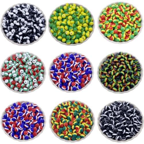50Pcs 6mm Flag Round Loose Beads Jewelry Findings DIY Necklace Braclet Charms Pendant