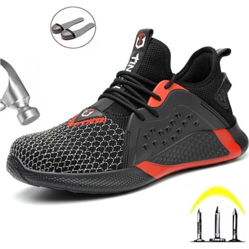 Summer Breathable Fashion Lightweight Wear-resistant Non-slip Safety Shoes Mens Anti-smash and Anti-puncture Protective Shoes