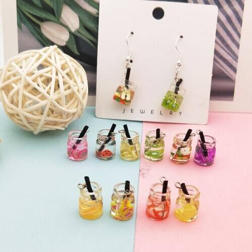 20 pcs Mini Resin Fruit Bottle Charms DIY Handmade Earrings Bracelet Beverages Bottle Pendants For Jewelry Accessory 11*14mm