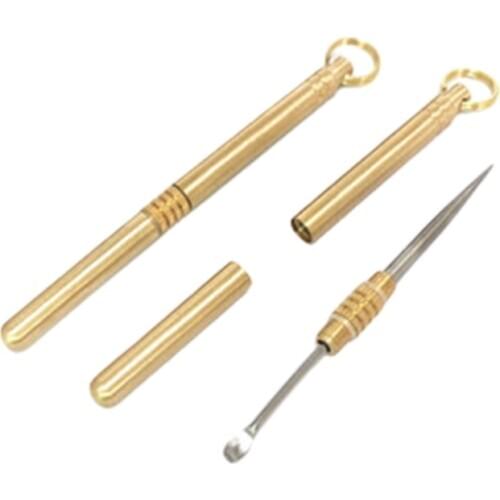 Multifunction Ear Spoon Toothpick Combination One-piece Brass Titanium Alloy Ear Pick Tool Portable Outdoor Reusable Fruit Picks