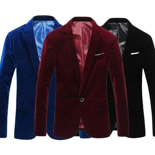 2021 Hot Mens Fit Velvet Blazer Slim Luxury Coat Party Suit Formal Casual Wedding Jacket Korean Youth Suit