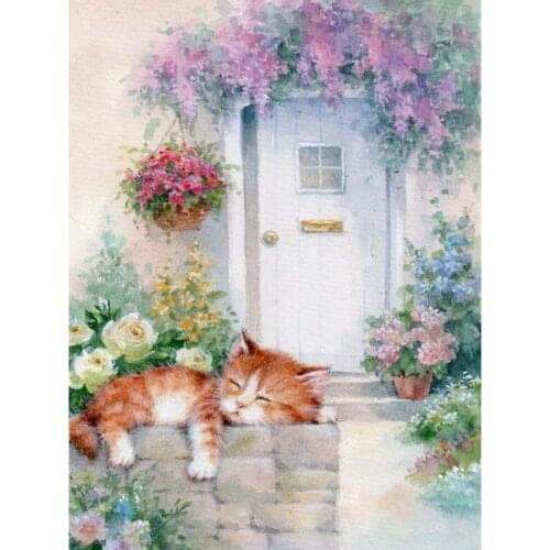 Animal Cat Embroidery Cross Stitch 11CT Needlework Set Cotton Thread Printed Canvas Home Decoration For Living Room Wholesale