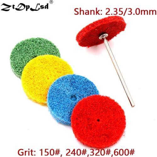 1Pcs 2.35/3mm Shank Fiber Grinding Head Nylon Wheel Pad Abrasive Tip With Rod Mini Brush Sanding Buffing Polishing Tools