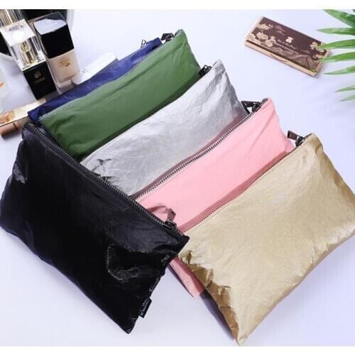 Wholesale 100PCS/LOT Tyvek Waterproof Cosmetic Bag Beauty Makeup Pouch Clutch Storage Toiletry Bag Wet Swimsuit Bag