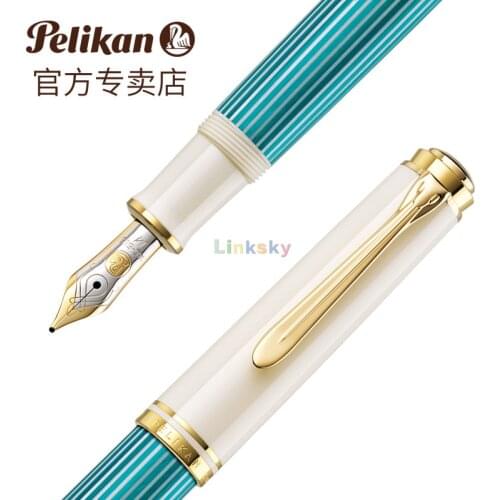 Pelikan Premium M600 Fountain Pen,Souveran M600 Special Edition,14 Carat Bi-colour Gold Nib ,Turquoise-White, Gift Boxed