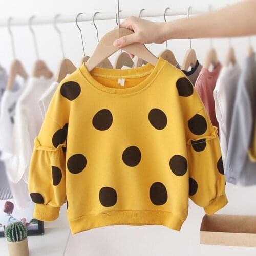 2020 Spring Autumn Girls Shirts Long Sleeve Ruffles Polka Dot Childrens T-Shirt Girl Kids Baby Toddler Tops And Blouses JW7749